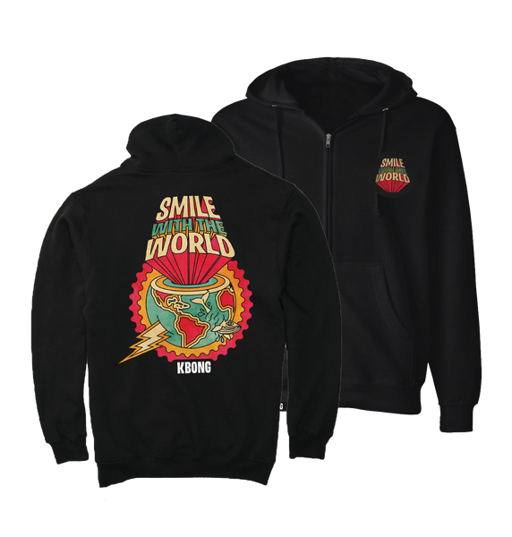 Smile With The World Zip Hoodie (Black)